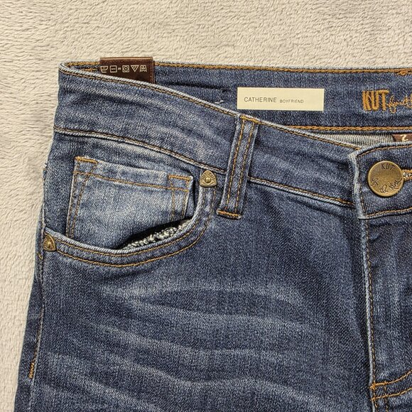 KUT from the Kloth Jeans Womens 2 Blue Catherine Boyfriend Distressed Stretch - Picture 6 of 14